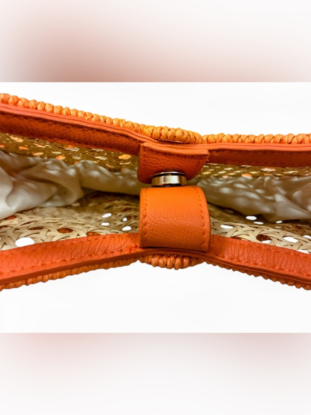 Vintage Orange Citrus Slice Wicker Rattan Circular Novelty Bag - Picture 10 of 15